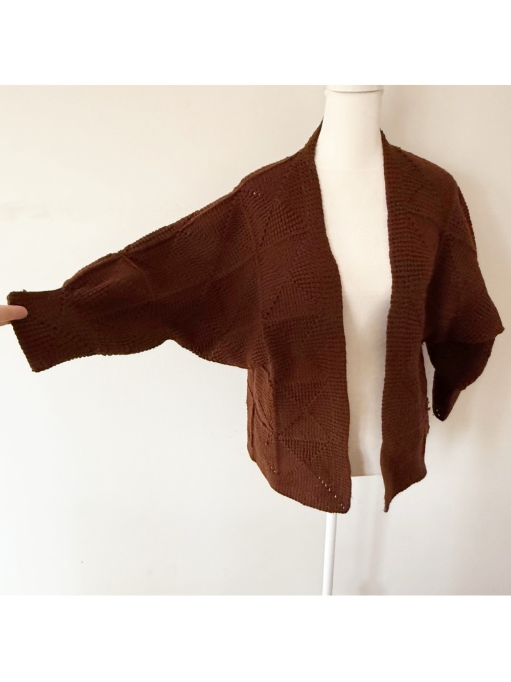 Vintage Handmade Women Granny Square Shrug Poncho Cardigan Goblincore Woodland